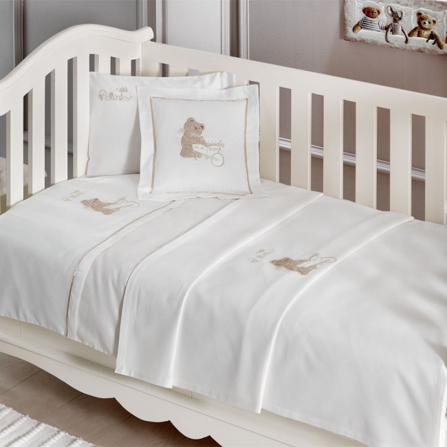 Комплект детского постельного белья Tivolyo Home POURTOL BEBE коричневый с покрывалом