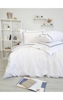 Комплект постельного белья Tivolyo Home CATENA белый/синий семейный
