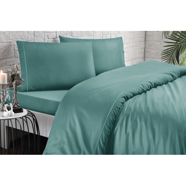 Комплект постельного белья Tivolyo Home CASUAL тёмно-зелёный семейный
