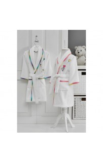 Детский халат Soft cotton RAINBOW бело-жёлтый 7-8 лет
