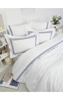 Комплект постельного белья Tivolyo Home LINE белый/синий Евро