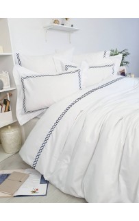 Комплект постельного белья Tivolyo Home CATENA белый/синий семейный
