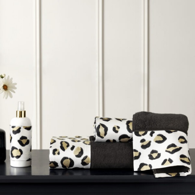 Набор полотенец Tivolyo Home CHEETAH чёрный 3 предмета + ароматизатор для шкафа