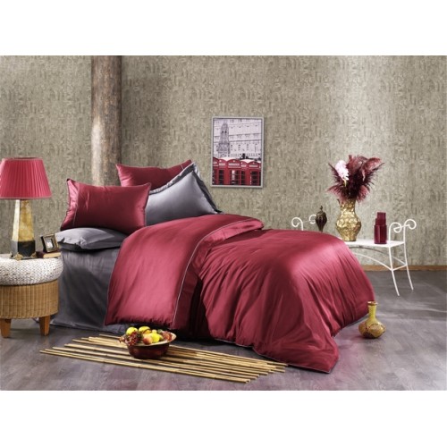 Комплект постельного белья Grazie Home ALIх бордовый/антрацит Евро