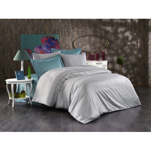 Комплект постельного белья Grazie Home ALIх серый/голубой Евро