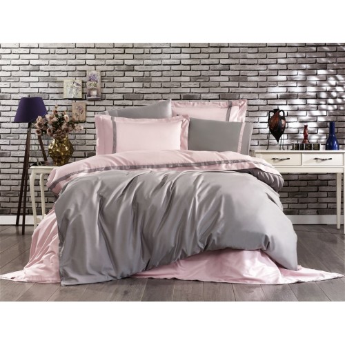 Комплект постельного белья Grazie Home ELITE пудра/серый Евро