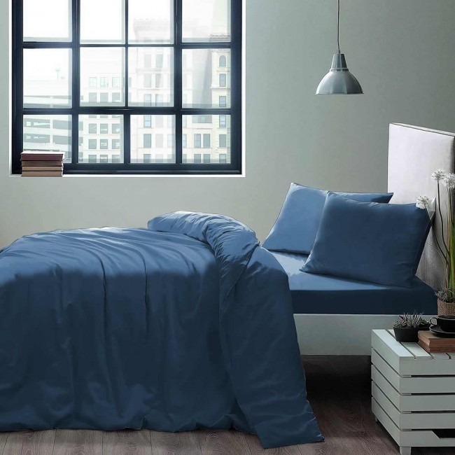 Комплект постельного белья Tivolyo Home BASIC голубой Евро