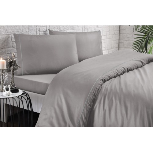 Комплект постельного белья Tivolyo Home CASUAL тёмно-серый KING SIZE