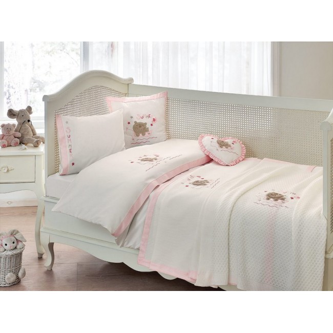 Комплект детского постельного белья Tivolyo Home FISHY BEBE розовый без покрывала