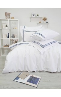 Комплект постельного белья Tivolyo Home LINE белый/синий Евро