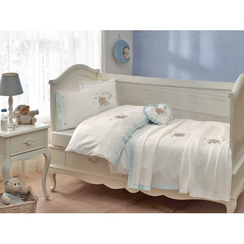 Комплект детского постельного белья Tivolyo Home FISHY BEBE синий без покрывала