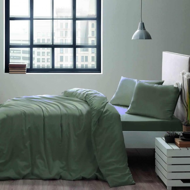 Комплект постельного белья Tivolyo Home BASIC хаки Полутороспальный