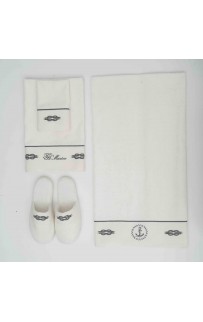 Набор полотенец Tivolyo Home MARINE TOWEL кремовый 3 предмета + тапочки