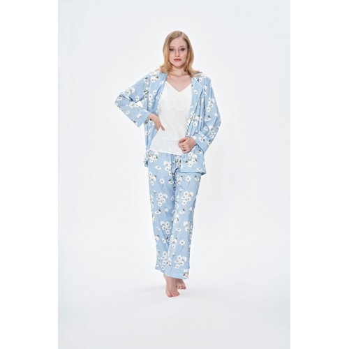 Комплект женский с брюками Tivolyo Home RUSTICA голубой L