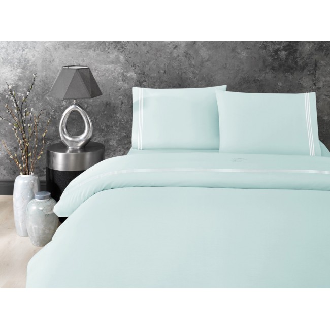 Комплект постельного белья Tivolyo Home STRIPES бирюзовый Евро