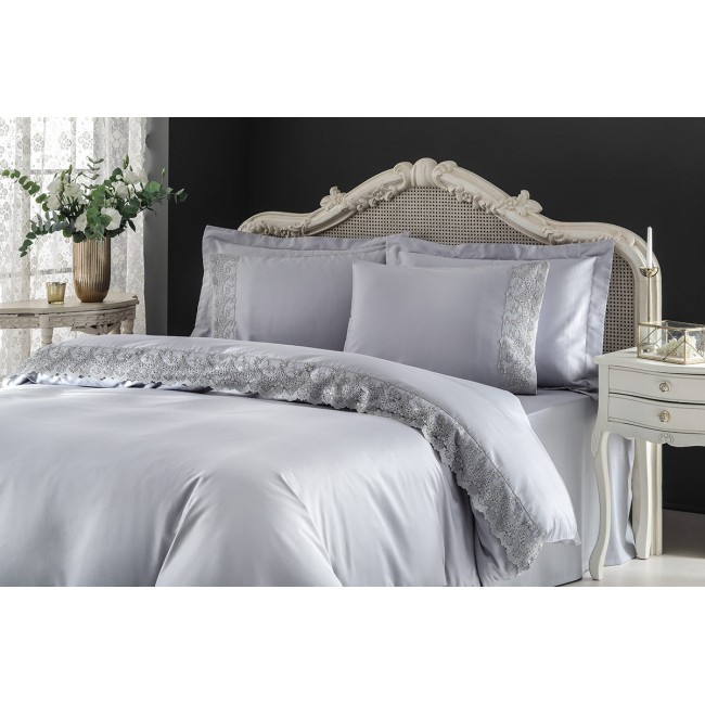 Комплект постельного белья Tivolyo Home REGINA серый Евро