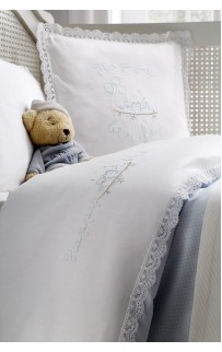 Комплект детского постельного белья Tivolyo home HAPPY BEBE голубой с покрывалом