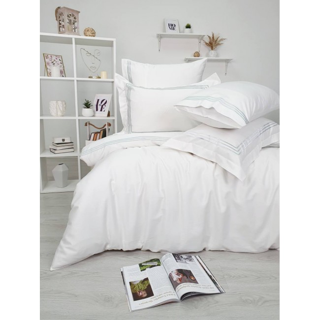 Комплект постельного белья Tivolyo Home LINE крем/бирюзовый Евро