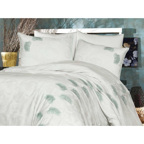 Комплект постельного белья Grazie Home BELISSA кремовый/зелёный Евро