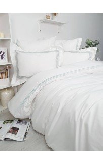 Комплект постельного белья Tivolyo Home LINE крем/бирюзовый Евро