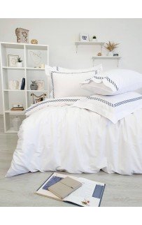 Комплект постельного белья Tivolyo Home CATENA белый/синий семейный