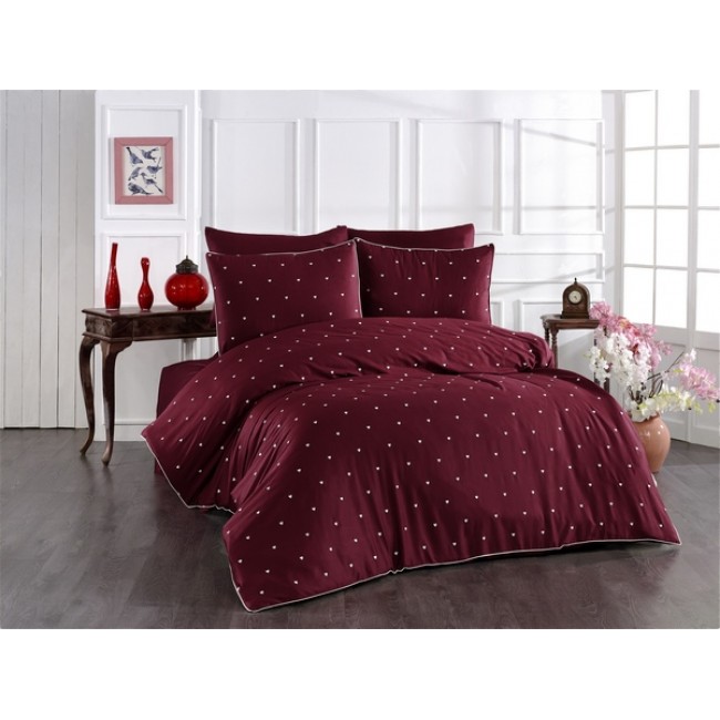 Комплект постельного белья Grazie Home LOVEN'S бордовый/кремовый Евро
