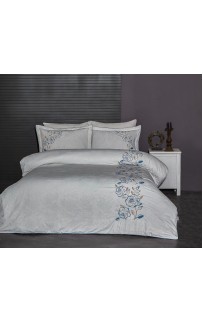 Комплект постельного белья Grazie Home SOLIN кремовый/голубой Евро