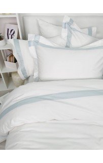 Комплект постельного белья Tivolyo Home BANDA крем/бирюзовый KING SIZE