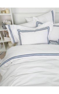 Комплект постельного белья Tivolyo Home LINE белый/синий семейный