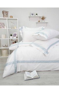 Комплект постельного белья Tivolyo Home BANDA крем/бирюзовый KING SIZE
