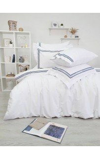 Комплект постельного белья Tivolyo Home LINE белый/синий семейный