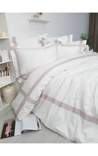 Комплект постельного белья Tivolyo Home BANDA кремовый/бежевый Евро