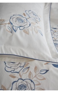 Комплект постельного белья Grazie Home SOLIN кремовый/голубой Евро