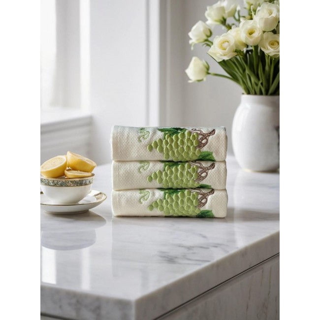 Набор кухонных полотенец Tivolyo Home WISTERIA зелёный 3 предмета