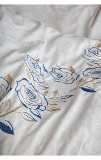 Комплект постельного белья Grazie Home SOLIN кремовый/голубой Евро