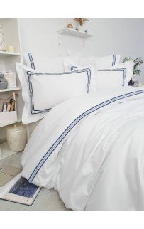 Комплект постельного белья Tivolyo Home LINE белый/синий семейный