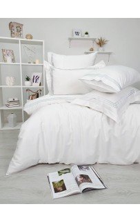 Комплект постельного белья Tivolyo Home LINE крем/бирюзовый Евро