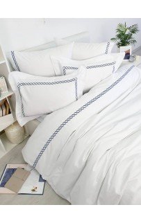 Комплект постельного белья Tivolyo Home CATENA белый/синий семейный