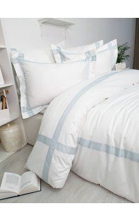 Комплект постельного белья Tivolyo Home BANDA крем/бирюзовый KING SIZE