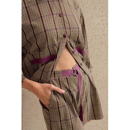 Шорты 56401 Бордовый клетка XS