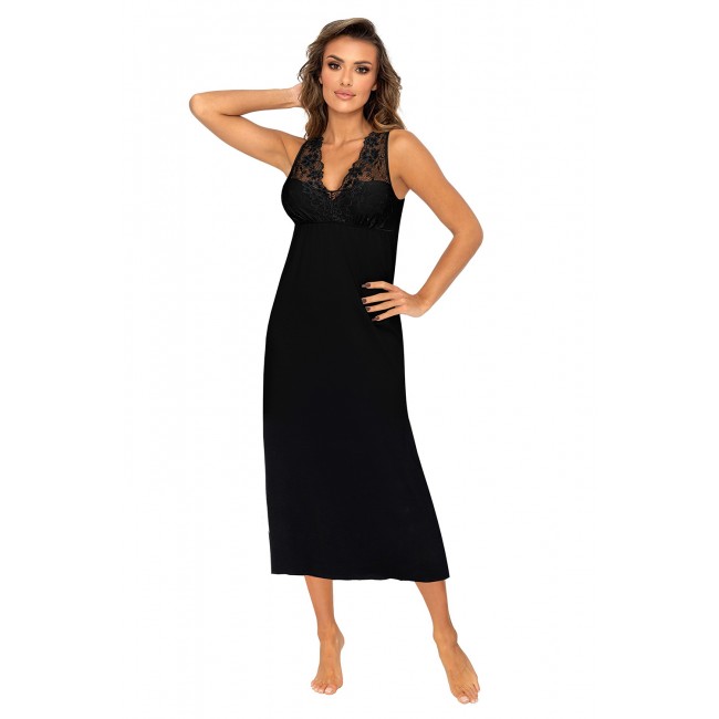 Kristina long nightdress Black S