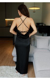 платье-комбинация миди черное M